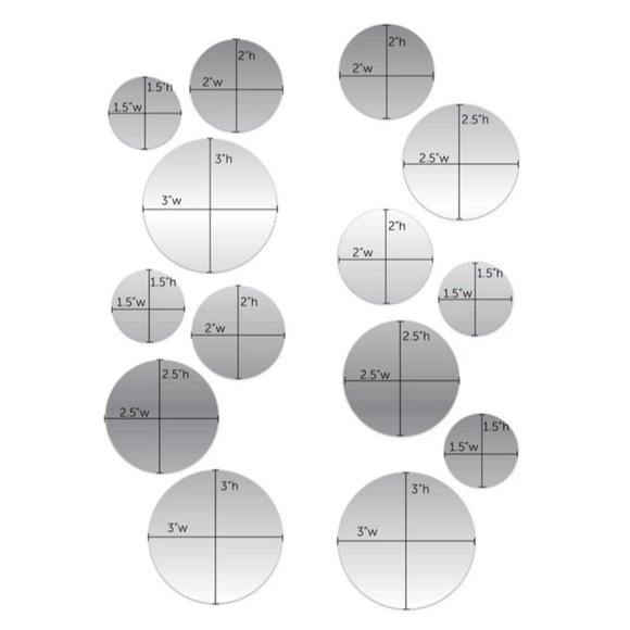 14Pc Peel & Stick Self-Adhesive Silver Circle Wall Acrylic Mirror Decals - Picture 5 of 5